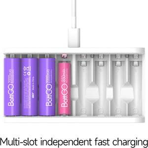 Cargador de Baterías Doméstico A8 Air, Cargador Inteligente de 8 Bahías para Baterías AA AAA, Máx. 27W, Carga Rápida para Baterías de Litio LiHv Life 1.2V 1.5V 3.7V - Product Image 3