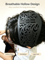 Serre-tête Hijab Géométrique Noir Mat en Nylon Sablé, Élégant, Durable, de Haute Qualité, pour Femme, Support Creux pour Voile Musulman