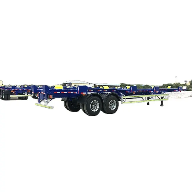 Container Chassis 3 Axle 40ft Flat Bed Gooseneck Skeleton Truck Flatbed Trailer