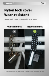 Antivol de chaîne de vélo Jijian ART 1 étoile <span class=keywords><strong>homologué</strong></span>, 6,3 mm, robuste, carré, avec clés, pour vélos électriques et scooters néerlandais - Product Image 2