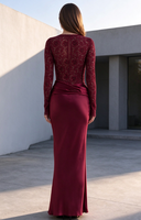 Vente en gros de robes de soirée en dentelle vintage pour femmes, taille plus, à manches longues, de haute qualité