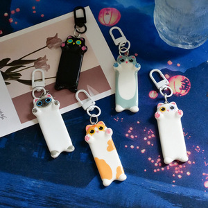 Llavero de Gato Largo y Adorable, Material de Resina Plástica, Impresión Digital, <span class=keywords><strong>Kawaii</strong></span>, Dibujos Animados, Animal, Colgante para Bolso, Regalo para Mujeres y Parejas - Product Image 1