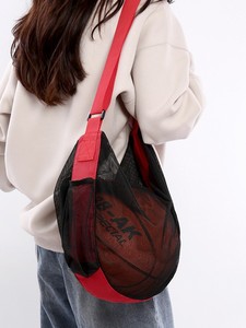 Sac de sport en maille à fermeture éclair pour <span class=keywords><strong>femme</strong></span>, portable à une épaule, pour le transport de ballons de volley-ball, de <span class=keywords><strong>basket</strong></span>-ball et de football, idéal pour les étudiants - Product Image 3