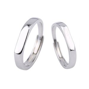 <b>Silver</b> Plated Copper Personalized Custom <b>Rings</b> Name Letters <b>Adjustable</b> Men Women Couple Broad Band Rectangle Wedding <b>Ring</b> - Product Image 6