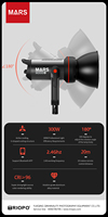 TRIOPO Mars M-300D Studio photo 300w 2700k-6500k Contrôle par application Lumière vidéo pour éclairage de studio photo