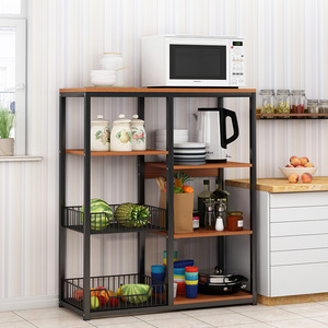 Multi Tier Kitchen Storage Rack With Microwave Shelf And Condiment Organizer Space Saving Design For Kitchen Organization - Product Image 4