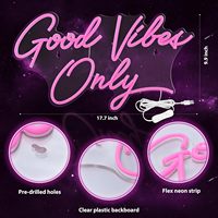 Enseigne néon LED professionnelle « Good Vibes Only » en acrylique rose pour salon de beauté, boutique, bar, décoration