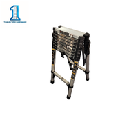 Échelle télescopique en acier inoxydable de type A, design industriel, avec extension de 3,5+3,5 m, pliable, pour usage domestique et construction.