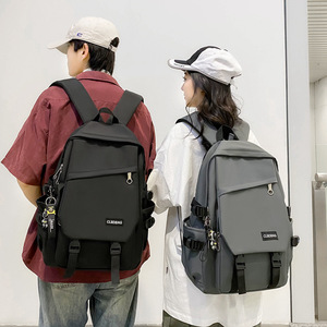 New Minimalist Student <b>Backpack</b> Outdoor Commuting Workwear Casual <b>Canvas</b> Leather Universal Simple Large Capacity Travel Double - Product Image 2