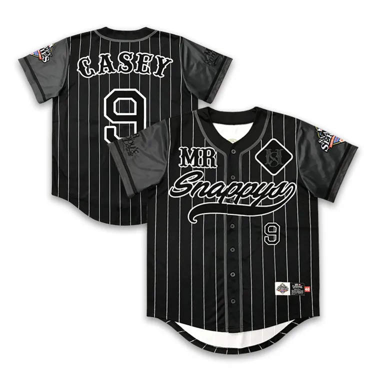 Custom Baseball Jersey Black Blank Strip Sublimation Embroidery Logo Baseball Shirt