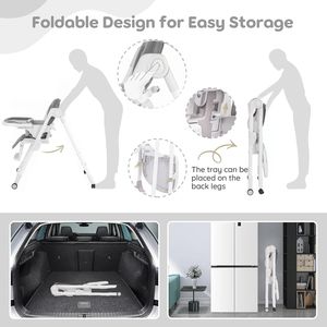 Sedia in Plastica per Bambini dal Design Moderno, Seggiolone Multifunzionale per l'Alimentazione del Bambino, Seggiolone Pieghevole con Un Solo Pulsante, Sdraietta per Neonati - Product Image 2