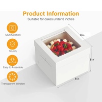 Boîtes à gâteaux carrées en carton blanc de 8''10'' 12''14'' recyclables et sans danger pour les aliments avec fenêtre, fournitures de décoration de gâteaux, cadeaux
