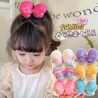Élastiques à cheveux pour enfants avec paillettes et papillons, style européen et américain, pour occasions de fête, bandeaux pour queue de cheval haute, accessoires pour cheveux pour filles