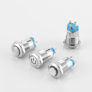 12mm Metal <b>Push</b> Button Switch Self-reset Momentary 1NO Copper Nickel Plated Shell High/Flat Head Jog Switch With LED - Product Image 1
