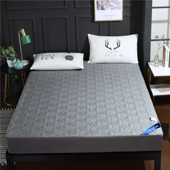 Sample Available Plush Thicken Quilted Mattress Cover Warm Soft Crystal Velvet King Queen Quilted Bed Fitted Sheet