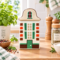 Pot à épices en céramique en forme de maison, récipient de rangement de cuisine, pot à assaisonnements mignon style Cottagecore, décoration d'intérieur, cadeau