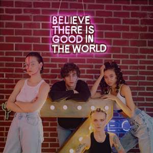 Panneau néon « Croyez qu'il y <span class=keywords><strong>a</strong></span> <span class=keywords><strong>du</strong></span> bien dans le <span class=keywords><strong>monde</strong></span> », lumière LED. Idéal pour les murs, les fêtes d'anniversaire et <span class=keywords><strong>la</strong></span> décoration des clubs. - Product Image 6