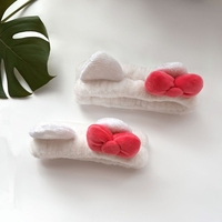 Serre-tête personnalisé en velours flanelle avec oreilles de chat et nœud de dessin animé, antidérapant, élastique, en peluche, large, mignon, pour femmes et filles, pour le lavage du visage et le maquillage