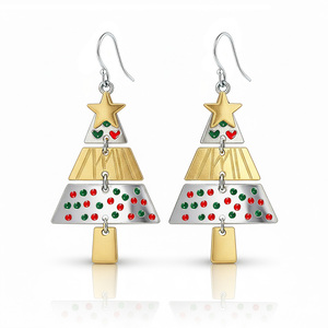 Hot Selling Handmade Christmas Tree <b>Earrings</b> Large Star Metal Christmas Tree Spliced <b>Drop</b> <b>Earrings</b> Necklace Mainly Made Alloy - Product Image 4