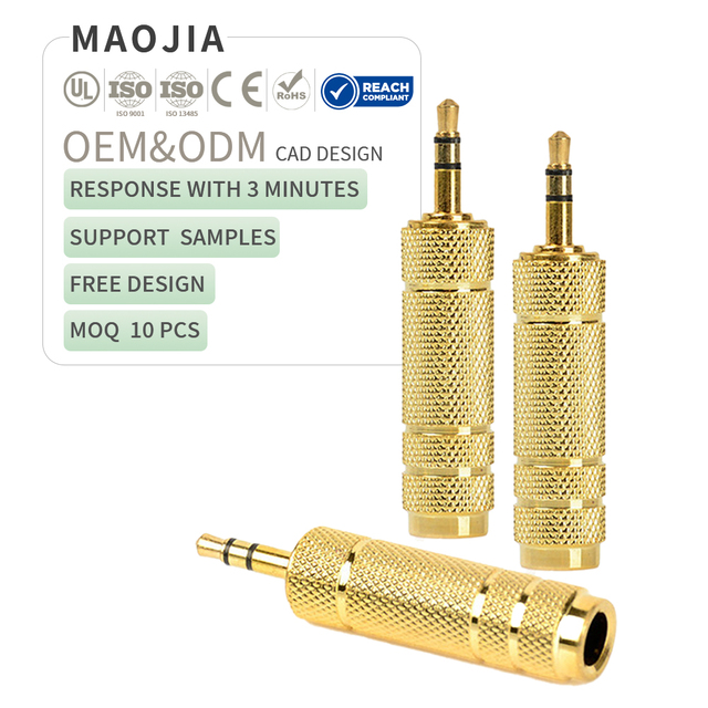Gold-Plated 3.5mm Male to 6.35mm Female Audio Adapter Stereo Jack Converter Microphone Headphone Guitar Shielded Connector