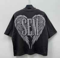 T-shirt Coton Surdimensionné D'Été Lourd Imprimé Strass Style Hip-Hop Streetwear, T-shirt Graphique Personnalisé