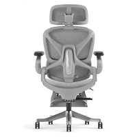 Chaise ergonomique en nylon avec dossier en maille réglable, support lombaire flexible, inclinaison à quatre positions, glissière de siège et repose-pieds pour la maison, le bureau et la chambre