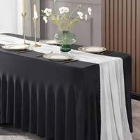 Housse de table extensible noire imperméable et élastique de 6 pieds en polyester, ajustée, pour jardin et fêtes en extérieur, sans plis