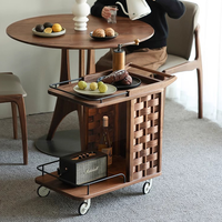 Table basse roulante en bois massif de style moderne, table d'appoint mobile pour canapé avec rangement, table de chevet, mobilier de salon