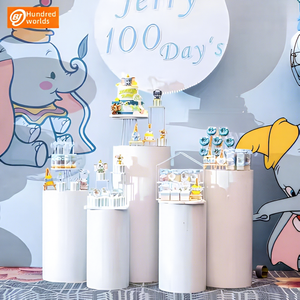 Support à dessert cylindrique en fer Uschool BJ1861 pour mariage, anniversaire, fête, présentoir à gâteaux, décoration de vitrine - Product Image 3