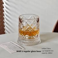 Verre à vin en verre transparent gaufré, tasse rotative illuminée pour whisky, jus, liqueur, bière