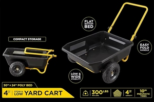 YOLO Chariot de jardin pliable à grande capacité 150 kg en polypropylène pur, remorque pour vélo, rangement extérieur - Product Image 4