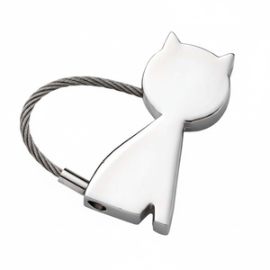 Portachiavi in metallo a forma di gattino con cavo in acciaio per chiavi e accessori per borse - Product Image 2