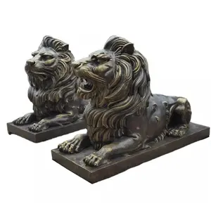 Life Size Bronze Lion Sculpture Custom Animal Garden Front Door Lion Statue