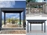 Pavillon à Louvre Électrique Intelligent en Alliage d'Aluminium PVC, Imperméable au Vent, Pare-Soleil Extérieur, Pergola pour Villa Nature