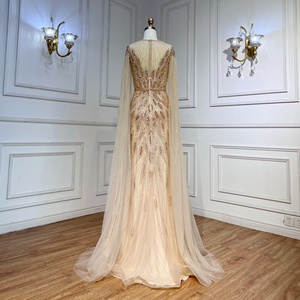 Abito <span class=keywords><strong>da</strong></span> sera Serene Hill LA71999 color oro a sirena con perline e maniche a mantella, abito formale <span class=keywords><strong>da</strong></span> cerimonia per donna - Product Image 6