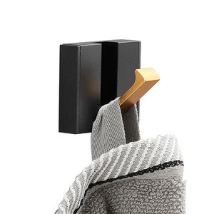 Porte-manteau mural en métal noir doré robuste et élégant avec crochets pliables - Product Image 1