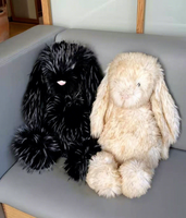 Peluche Lapin Noir Doux et Moelleux, Poupée Lapin Noir Kawaii, Peluche Animale pour Enfants