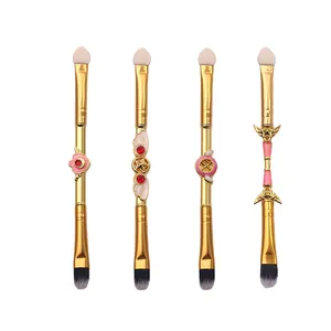 Japonés tarjeta Captor Sakura de Sailor Moon Dual oro cabeza de cepillo cosmético único de Metal sombra de ojos maquillaje de belleza cepillo