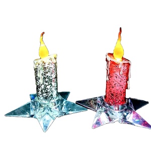 Bougie sans flamme à piles, en cire véritable, à LED scintillante, pour Noël - Product Image 1