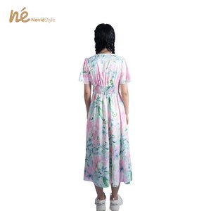 Maxi abito floreale 2025 da donna Casual Vestidos Casual Casual abbigliamento estivo comodo abbigliamento ecologico in vita naturale - Product Image 5