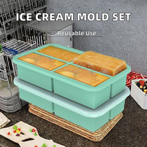 CH12 Machine à glace manuelle en silicone souple et écologique, capacité 400 ml, sans alimentation électrique, lavage à la main uniquement, poignée blanche et marron - Product Image 2