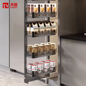 Organizador de armario de cocina alto contemporáneo con marco de aleación de aluminio duradero y estante lateral de diseño extraíble suave - Product Image 2