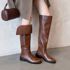 Nouvelles bottes élégantes pour <span class=keywords><strong>femme</strong></span>, automne-hiver 2025, au-dessus du genou, pour soirée, design tendance, cuir véritable, talons mi-hauts, bottes longues pour <span class=keywords><strong>femme</strong></span>, taille 40 - Product Image 2
