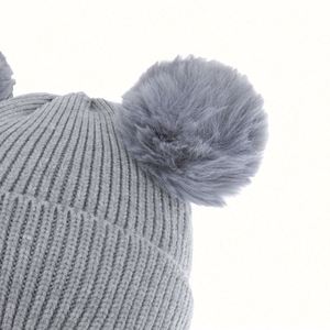 Bonnet tricoté chaud pour enfants avec 2 pompons, bonnet d'hiver pour enfants et bébés, broderie 3D, usage professionnel - Product Image 4