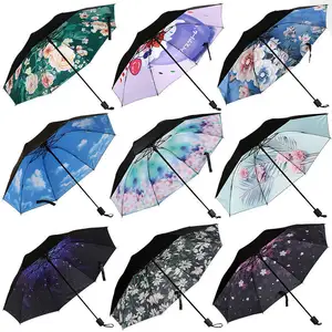 Blue Sky 3 Fold Sunshade Fashion Elegant Gift Designed Novel High-quality Umbrella