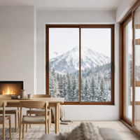 Fenêtres à battants horizontaux en bois modernes avec triple vitrage trempé Low-E et design à persiennes pour appartement, chambre et cuisine