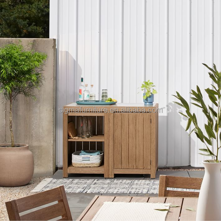 New Arrival Build Your Own Customizable Outdoor Furniture  Teak Wood All Weather Kitchen Cabinet Shelf Set