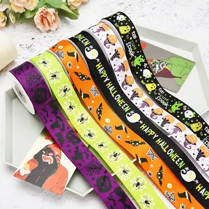 Cuộn Nhỏ Bán Chạy 1Cm 2.5Cm Ruy Băng Gói Quà Halloween Hình Nhện Bí Ngô Trang Trí Ngày Lễ 1Cm