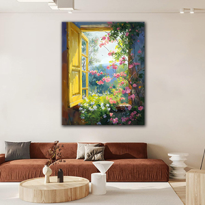 Commercio all'ingrosso fai da te decorazione da parete per adulti paesaggio da finestra su misura su tela fatta a mano pittura a olio da numeri della fabbrica - Product Image 2