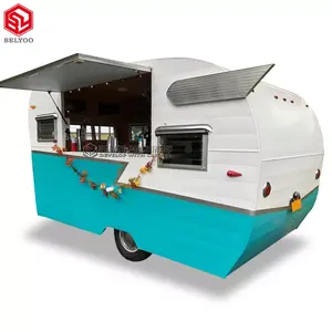 Volledig Uitgeruste Koffiekar Cake Vending Truck 220V/380V Outdoor Catering Ronde Food Trailer Met Pizza Oven